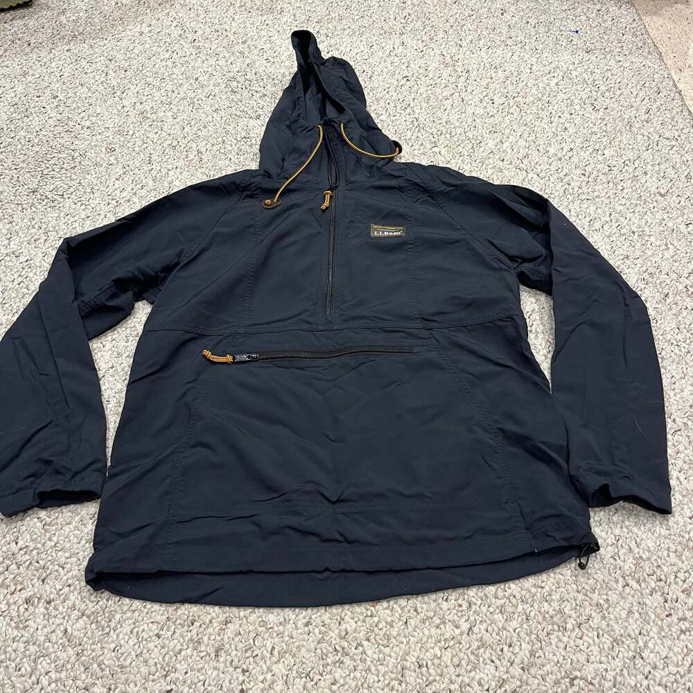 LL Bean Mountain Classic Anorak Jacket M Black Outdoor Gorpcore Hike Granola